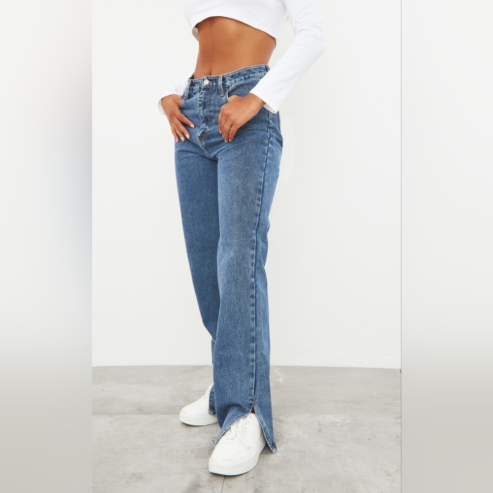 Vintage Wash Split Hem Jeans.  Size 12 UK 30US PLT